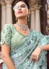 Blue Sequins Embellished Net Saree
