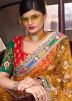 Yellow Net Embroidered Saree With Blouse