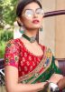 Green Net Saree With Embroidered Blouse