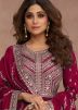 Shamita Shetty Maroon Sequins Embroidered Anarkali Suit Set