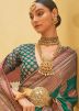 Green Stone Embellished Saree In Tussar Silk