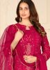 Pink Georgette Pant Suit Set With Dupatta