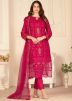 Pink Georgette Pant Suit Set With Dupatta
