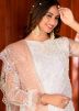 White Net Embroidered Pant Suit Set