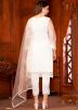 White Net Embroidered Pant Suit Set