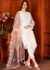 White Net Embroidered Pant Suit Set
