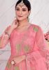 Pink Embroidered Abaya Style Suit Set