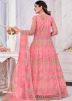 Pink Embroidered Abaya Style Suit Set