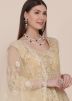 Cream Net Anarkali Suit Set In Thread Embroidery