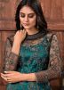 Blue Embroidered Net Pant Suit Set