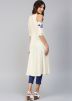 Readymade Cream Cold Shoulder Kurta With Pant