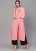 Readymade Light Pink Front Slit Kurta With Pant