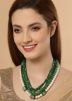 Green Multichain Necklace In Beads Work