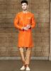 Buy Readymade Orange Woven Art Silk Indian Wedding Sherwani for Men Online