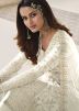 Off White Embroidered Palazzo Suit In Net
