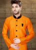 Readymade Orange Art Silk Sherwani with Churidar