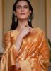 Orange Zari Woven Saree In Organza