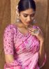 Pink Floral Ptrinted Saree In Chiffon