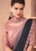 Shaded Black & Pink Embroidered Saree