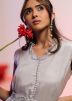 Grey Readymade Embroidered Asymmetric Top & Palazzo