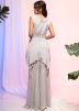 Grey Readymade Embroidered Asymmetric Top & Palazzo