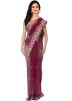 Maroon Net Embroidered Saree
