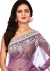 Purple Net Embroidered Saree