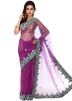 Purple Embroidered Saree In Net
