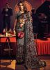 Grey Floral Embroidered Pallu Net Saree