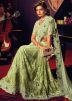 Green Sequins Embellished Pallu Net Saree