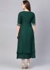 Dark Green Readymade Dress With Jacket