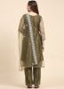 Green Embroidered Net Pant Suit Set