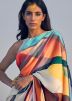 Multicolored Printed Saree In Satin