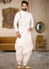 Readymade White Asymmetric Kurta With Dhoti