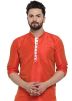 Orange Asymmetric Readymade Kurta With Dhoti