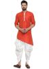 Orange Asymmetric Readymade Kurta With Dhoti