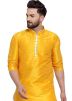 Yellow Readymade Asymmetric Kurta Dhoti Set