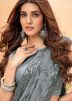 Grey Embroidered Saree In Georgette