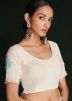 White Embroidered Border Saree In Georgette