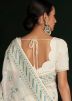 White Embroidered Border Saree In Georgette
