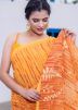 Yellow Sequins Embeelished Saree In Georgette