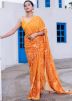 Yellow Sequins Embeelished Saree In Georgette