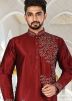 Maroon Embroidered Readymade Kurta Churidar Set