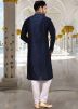 Readymade Navy Blue Embroidered Kurta With Churidar