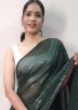 Green Embroidered Saree In Georgette