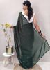 Green Embroidered Saree In Georgette