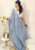 Grey Georgette Embroidered Saree