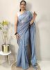 Grey Georgette Embroidered Saree