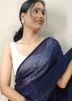 Blue Georgette Saree In Sequins Embroidery