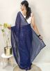 Blue Georgette Saree In Sequins Embroidery